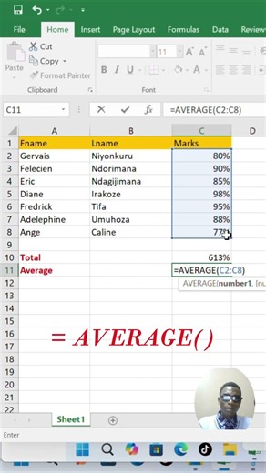 Calculate Average Marks in 1 Second 😱 | Excel AVERAGE Formula