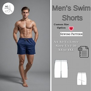 Men's Swim Shorts Sewing Pattern: Sizes XS-4XL (PDF Pattern) - Etsy