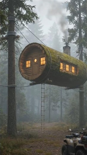 We Built a Suspended Log Cabin Between Trees 🌲 | Full Timelapse Build