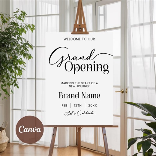 Grand Opening Sign, Grand Opening Party Sign, Opening Soon Sign, Business Opening Welcome Sign, Business Signage Canva Template - Etsy