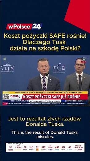 The cost of the SAFE loan is rising! Why is Tusk acting to the detriment of Poland?