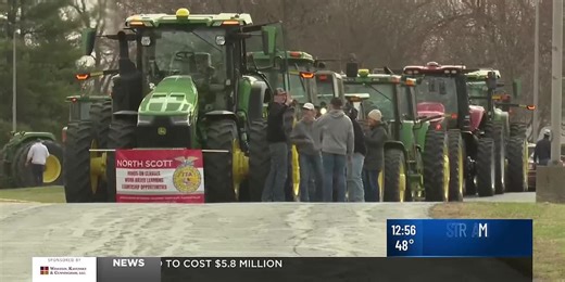 North Scott FFA students drive tractors to school for National Ag Day