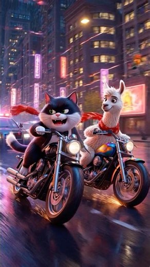 Monty and Llama Running from the Police 👮 #MontyCat #funnycat #shorts #grumpycat