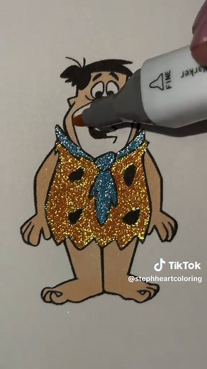 Coloring Inspiration: Fred Flintstone and Glitter Art