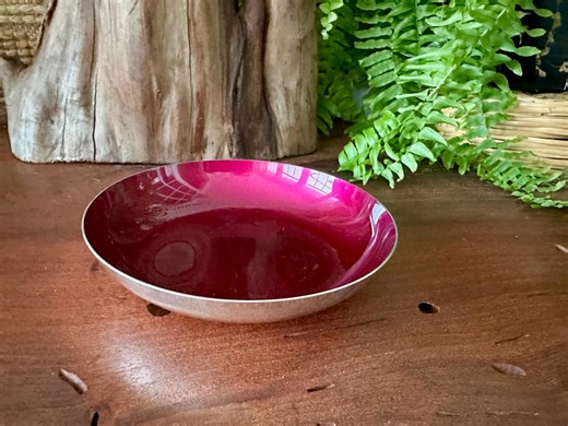 Reed & Barton | Silver Plate Bowl | Mid Century Modern | MCM | Magenta Enamel Ring Dish | Danish Modern Jewelry Holder | Vintage Gift Decor - Etsy