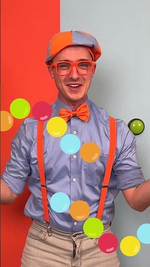 This 🔴🔵🟡 Mystery Button makes Blippi JUGGLE?! #blippi #shorts