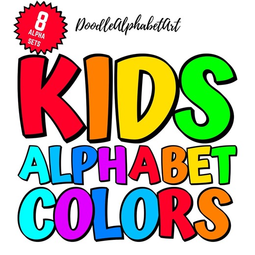 Colorful Kids Alphabet Summer, Doodle Alphabet PNG Bundle, 8 Alpha Sets, Teacher Letters PNG, Digital Downloads for Educational Materials - Etsy