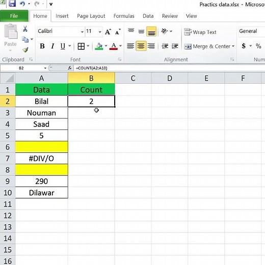Count Function in Excel #excel #exceltips #exceltricks
