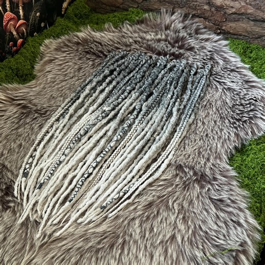 Viking Dreadlock Extensions Gray Synthetic Crochet Locs Silver Dreads With Fully Dreaded Ends Double Ended and Single Ended Braids - Etsy