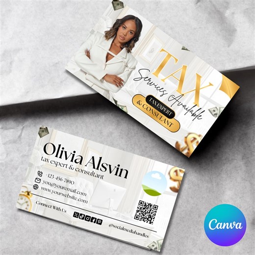 Tax Business Card, DIY Business Card for Tax Business Marketing, Tax Preparer Business Card, Tax Referral Card Canva Template - Etsy