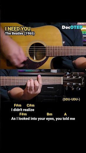 I Need You - The Beatles (1965) Easy Guitar Chords Tutorial with Lyrics Part 2 SHORTS REELS