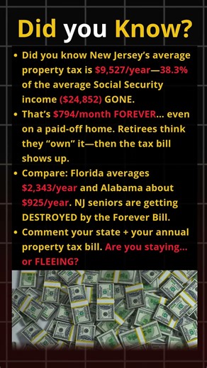 Alabama $925 vs NJ $9,527: the retirement escape plan #CostOfLiving #comparison