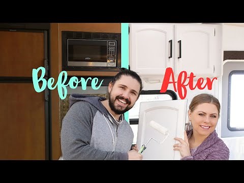 PAINTING RV CABINETS! // RV Makeover before and after