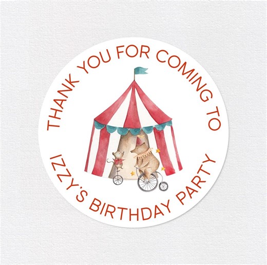 Personalised Circus Stickers • Vintage Circus Tent Stickers • Circus Theme • Birthdays • Baby Shower • Party Favour Bags • - Etsy