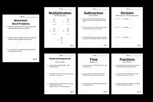 Grade 3 Math Worksheet Bundle: 290  Practice Questions (printable PDF) | Test Prep | Winter Assessment - Etsy