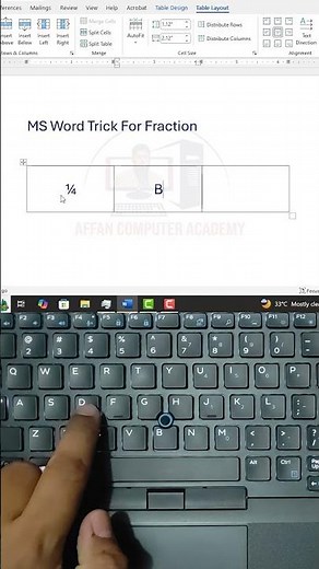 How to Insert Fractions in MS Word Using Unicode | Word Trick #Shorts