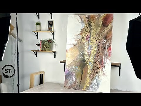 Fluid Art Tutorial! Pearl technique on large canvas w/ Beautiful colors! "Wildlight"😍￼