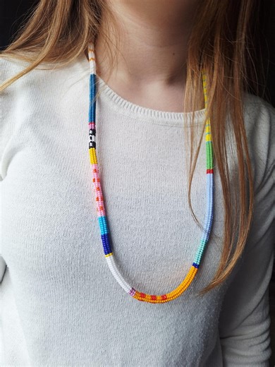 Handmade Long Seed Bead Necklace, Colorful Boho Art Chain, Chunky Summer Jewelry, Unique Mothers Day Gifts - Etsy