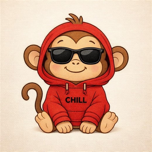 Monkey Embroidery Design Hoodie Sunglasses Cartoon (digital File) - Etsy Australia