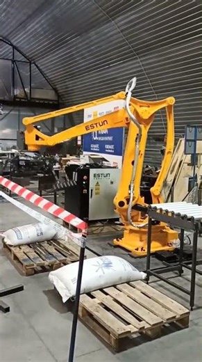 Robot Palletizing ESTUN ứng dụng gắp đặt bao lên băng tải