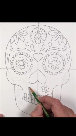 Watch me draw a Day of the Dead Skull, and then use the link in my bio to grab your own PDF and draw your own! It’s great practice for drawing with symmetry. Tip: Watch with the sound on. See my comments for a link. | Art Projects for Kids