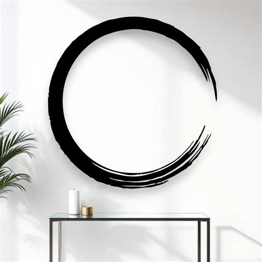Zen Enso Circle Metal Wall Art | Minimalist Brush Stroke Circle Decor |modern Spiritual & Abstract Metal Wall Sculpture |abstract Wall Decor - Etsy