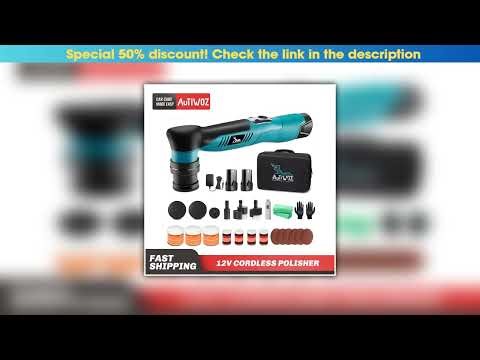 Deal AUTIWOZ W02PO62 12V Cordless Dual Action Car Polisher Compact Polishing Machine with Variable•