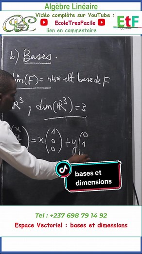 La quatrième vidéo sur les espaces vectoriels et les sous-espaces vectoriels (notion sur bases et dimensions) explore en détail les concepts fondamentaux liés à la structure et à la dimension des espaces vectoriels. En mettant l'accent sur les bases et les dimensions, cette vidéo offre une explication approfondie de la manière dont les vecteurs peuvent être combinés pour former une base d'un espace vectoriel, ainsi que de la dimension de cet espace, qui est déterminée par le nombre de vecteurs i