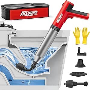 Alloyman Electric Toilet Plunger - Powerful High Pressure Toilet Unclogger, Plungers for Bathroom, Floors, Shower, Safe and Portable Toilet Unclogged Tool