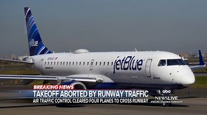 The FAA is investigating a near disaster at New York's JFK Airport when a Swiss Air flight aborted takeoff after pilots noticed they were on a collision course with four other planes. @IkeEjiochi has more. https://trib.al/7Ys6qwL | ABC World News Tonight with David Muir