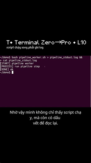 T• chạy script và ghi log ra file | L10 (Terminal Zero→Pro) #ubuntu #terminal #python #linux