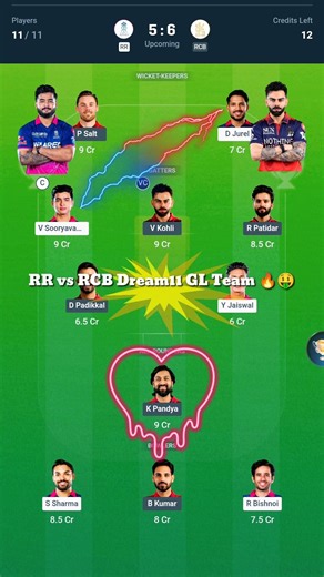 RR 🩷 🆚 RCB ❤️ #ipl2026 #dreamteam #today