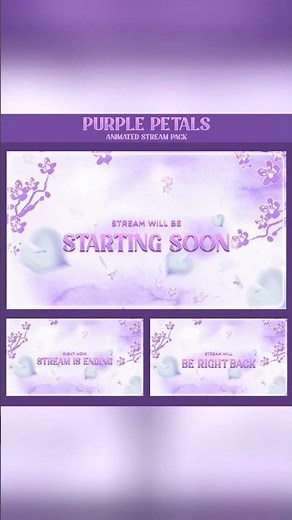 Purple Petals Animated Stream Package: For Twitch Overlay, YouTube, Kick, Facecam, Stream Overlays