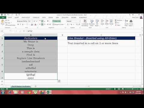 Excel Lesson 3 - Find & Replace Line Break Character