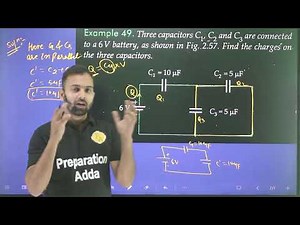 Ex-49 Electrostatic potential and capacitance/three capacitors C1,C2, and C3 are connected to a 6V b