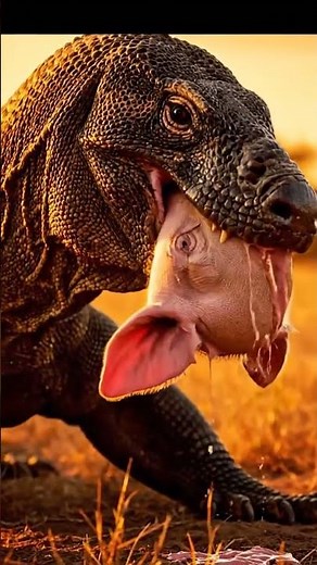 Giant Komodo Dragon Swallows Entire Pig - Incredible Wildlife Hunting Moment Caught on Camera!