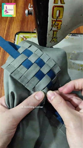 Create a beautiful square pattern using simple fabric straps. Easy & stylish!,🧵🪡#Sewing #SewingHack