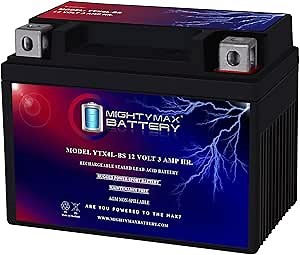 Mighty Max Battery YTX4L-BS - 12 Volt 3 AH, 50 CCA, Rechargeable Maintenance Free SLA AGM Motorcycle Battery