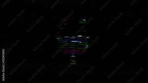 Plug icon reveal on old bad tv monitor with noise glitch effect. 4K 60 fps video render footage