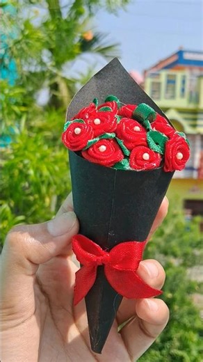 🌹 Mini Ribbon Roses | Easy Handmade Craft #viral #crochet #like #diy #craft #follow #handmade #art