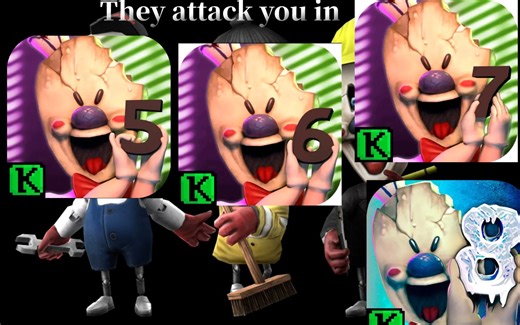 The mini rods attack you in Ice Scream 5—Ice Scream 8, touching screen speed