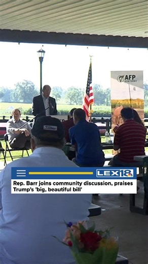 26K views · 445 reactions | During Americans for Prosperity Kentucky event at Evans Orchard on Tuesday, Congressman Andy Barr worked to clear up any confusion regarding Trump's "big, beautiful bill" including concerns about reported cuts to Medicaid. Full story on LEX18.com. #kentucky #andybarr #trump #bill | LEX 18 | Facebook