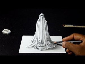 How to Draw a 3D Ghost - Pencil Drawing