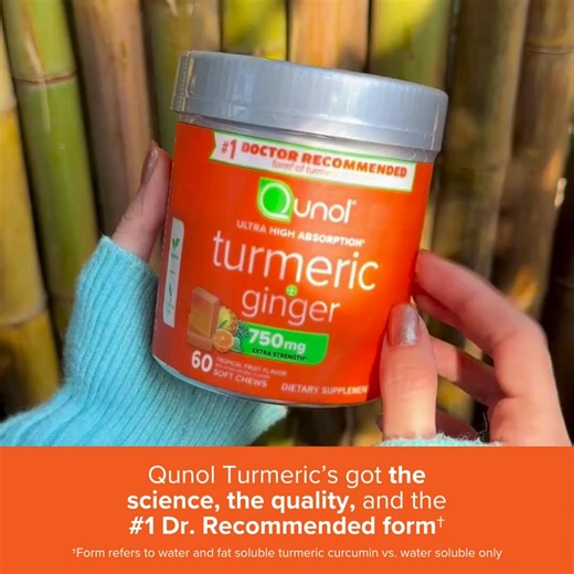 Built on science, trusted for quality! Qunol Turmeric is the #1 Dr. Recommended form †. †Form refers to water and fat-soluble turmeric curcumin vs. fat-soluble only; IQVIA ProVoice Survey, Feb. 2024 | Qunol
