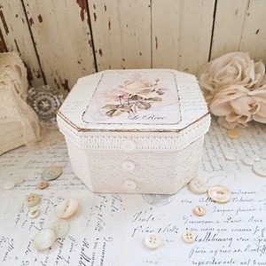 Decoupage Keepsake Box- French Script Rose, Shabby Chic Decor - Etsy