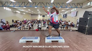 Thabang Bernedict Ramolala teaching 2-step aerobics class at MOI-CITY AEROBICS CLUB fitness event on the 6th of April 2024 in Serowe, Botswana | South African Aerobics