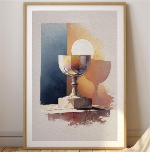 First Communion Chalice and Host – Eucharist Watercolor Print, Catholic Sacrament Wall Art, Digital Download - Etsy