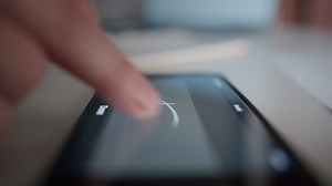 Electronic signature on tablet computer by hand. Sign Document of deal on digital gadget. Close up. Downscale from 6K. Prores.