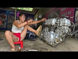 Talented 18-Year-Old Genius Girl Successfully Repairs and Restores Old Concrete Mixer Engine