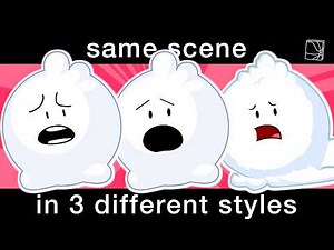 a scene from BFB 2 but in 3 different styles
